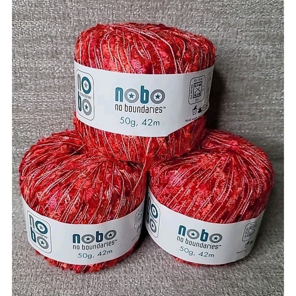 NoBo No Boundaries Butterfly‎ 9 Red Knit Crochet Craft Yarn 1071 Dye Lot NEW